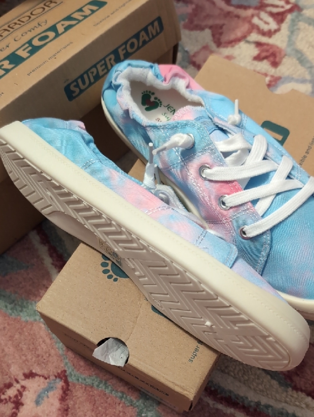Jenn Ardor Tie-Dye Canvas Sneakers in Blue & Pink - Picture 4 of 11